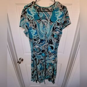 Apt. 9 Teal and Black Paisley Maxi Dress Size 1x